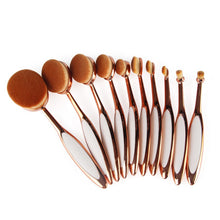 Rose Gold 10pcs Tooth Brush Shape Oval Makeup Brush Set MULTIPURPOSE Professional Foundation Powder Brush Kit Makeup Tools SM6