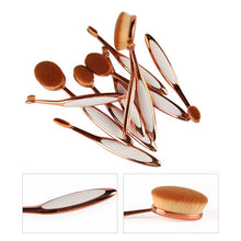 Rose Gold 10pcs Tooth Brush Shape Oval Makeup Brush Set MULTIPURPOSE Professional Foundation Powder Brush Kit Makeup Tools SM6