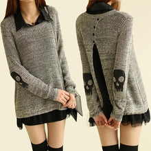 Women Sweater Fashion Casual Skull Print Work Office Pullover Loose Knitted Sweaters SM6