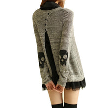 Women Sweater Fashion Casual Skull Print Work Office Pullover Loose Knitted Sweaters SM6