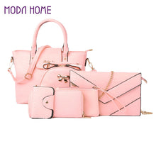 6PCS Women's Handbag Set PU Leather Snake Skin Pattern Tote Clutch Lady Crossbody Messenger Bag Wallet Coin Bag Card Pack SM6