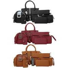 6PCS Women PU Leather Handbag Set Snake Skin Texture Ladies Designer Handbags Sets Zipper Hasp Elegant 6 PCS Tote Bag Wallet Set SM6