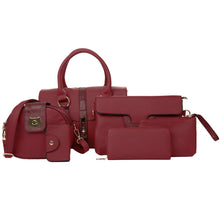 6PCS Women PU Leather Handbag Set Snake Skin Texture Ladies Designer Handbags Sets Zipper Hasp Elegant 6 PCS Tote Bag Wallet Set SM6