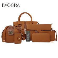 6PCS Women PU Leather Handbag Set Snake Skin Texture Ladies Designer Handbags Sets Zipper Hasp Elegant 6 PCS Tote Bag Wallet Set SM6