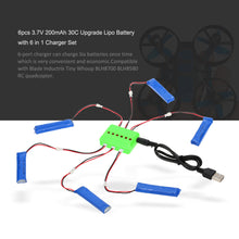 6pcs 37V 200mAh 30C Upgrade Lipo Battery with 6 in 1 Charger Set for Blade Inductrix Tiny Whoop BLH87008580 RC DroneQuadcopter SM6