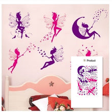 6pcs Pink Purple Fairy Silhouette Angel Wall Sticker Decal Purple Red Home Decal Mural Removable New Style Vinyl Art SM6