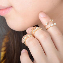6pc Gold Sliver finger Knuckle Rings For Women Sweet Rhinestone Star Bowknot Heart Ring Set SM6