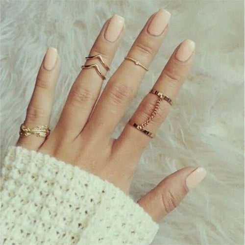 6pc Stacking punk bague femme rings gold midi ring set finger knuckle Charm sheet glass for anelli ring For Women SM6