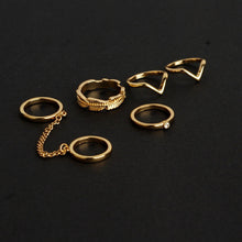 6pc Stacking punk bague femme rings gold midi ring set finger knuckle Charm sheet glass for anelli ring For Women SM6