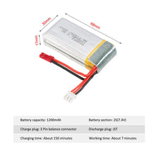 74V 1200mAh 30C Lipo Battery with JST Plug for MJX X101 JJRC H16 RC Drone Quadcopter SM6
