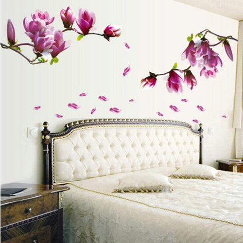 70*50cm Magnolia flower blossoms sticker wall sticker creative fashion hall wallpaper floral DIY paste home bedroom AY9157 SM6
