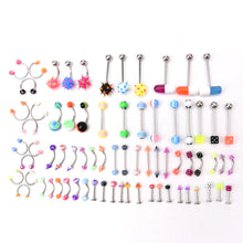 72Pcs Stainless Acrylic Ball Barbell Bar Eyebrow Nose Tounge Ring Body Piercing  SM6