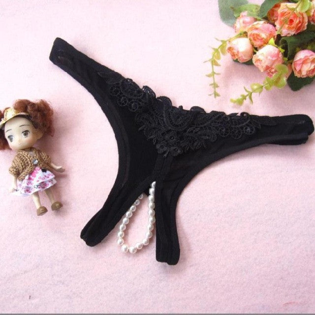 7Colors Sexy Women Pearl G-String And Thongs Solid Low Waist Open Crotch Underwear Women bragas mujer New Arrival  #425 SM6