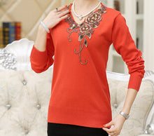 8 color new Fashion women sweater flower embroidery floral knitted wool lady top female pullover shirt S- XXXL 9698 SM6