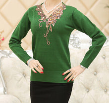 8 color new Fashion women sweater flower embroidery floral knitted wool lady top female pullover shirt S- XXXL 9698 SM6