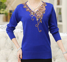 8 color new Fashion women sweater flower embroidery floral knitted wool lady top female pullover shirt S- XXXL 9698 SM6