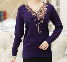 8 color new Fashion women sweater flower embroidery floral knitted wool lady top female pullover shirt S- XXXL 9698 SM6