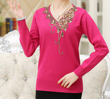 8 color new Fashion women sweater flower embroidery floral knitted wool lady top female pullover shirt S- XXXL 9698 SM6