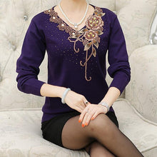 8 color new Fashion women sweater flower embroidery floral knitted wool lady top female pullover shirt S- XXXL 9698 SM6