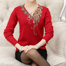 8 color new Fashion women sweater flower embroidery floral knitted wool lady top female pullover shirt S- XXXL 9698 SM6