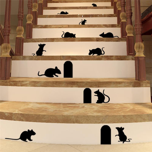 9 cute mouse wall stickers room decoration Zooyoo 705. 3d diy vinyl adesivos de paredes home decals animals mural art poster 4.5 SM6