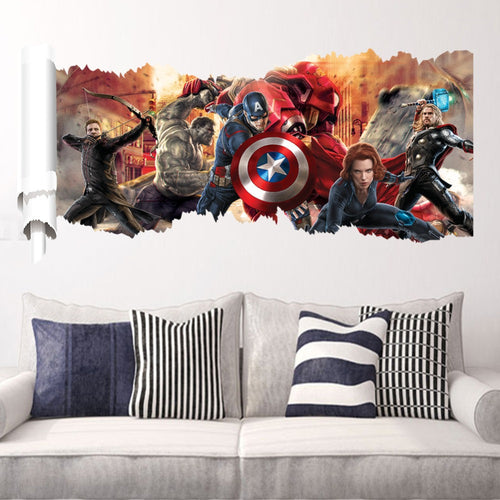 90*50cm newest impression 3D cartoon movie the Avengers Captain home decal wall sticker/boys love kids room decor child gifts SM6