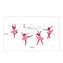 90*60cm Four Pink Girls Dancing Ballet DIY Wall Sticker Butterfly Wall Decal Home Decor Ballet Studio Dance Studio Training room SM6