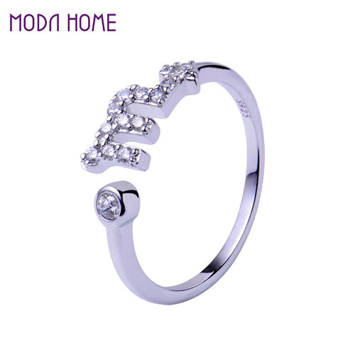 925 Sterling Silver Rings Men Lovers 12 Zodiac Star Signs Horoscope Shaped Adjustable Open Ring Jewelry SM6