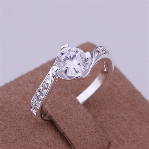 925 jewelry silver plated Ring Fine Silver Plated Zircon Women Men Finger Ring  SM6