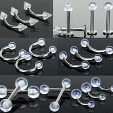 9Pcs Clear Belly Navel Tragus Tongue Lip Rings Bars Body Piercing Jewelry SM6