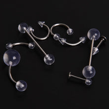 9Pcs Clear Belly Navel Tragus Tongue Lip Rings Bars Body Piercing Jewelry SM6