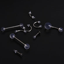 9Pcs Clear Belly Navel Tragus Tongue Lip Rings Bars Body Piercing Jewelry SM6