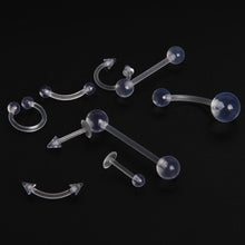 9pcs Clear Color Belly Navel Tongue Lip Rings Bars Studs Body Piercing Jewelry SM6