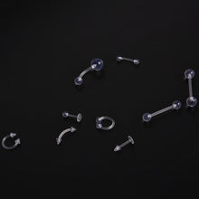 9pcs Clear Color Belly Navel Tongue Lip Rings Bars Studs Body Piercing Jewelry SM6