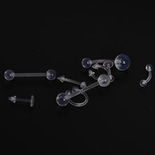 9pcs Clear Color Belly Navel Tongue Lip Rings Bars Studs Body Piercing Jewelry SM6