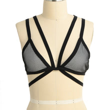 ANSELF Sexy Women Mesh Vest Underwire Push Up 34 Cup Cross Strap Brassiere Underwear Special Bustier Crop Top Black Strappy Bra SM6