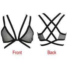 ANSELF Sexy Women Mesh Vest Underwire Push Up 34 Cup Cross Strap Brassiere Underwear Special Bustier Crop Top Black Strappy Bra SM6