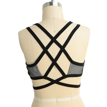 ANSELF Sexy Women Mesh Vest Underwire Push Up 34 Cup Cross Strap Brassiere Underwear Special Bustier Crop Top Black Strappy Bra SM6