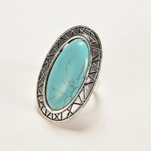 Adjustable Rings Women JewelryVintage Look Tibetan Women Alloy Antique Blue Oval Turquoise Rings SM6
