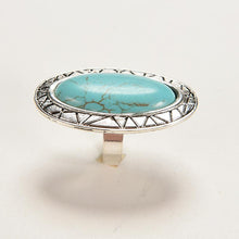 Adjustable Rings Women JewelryVintage Look Tibetan Women Alloy Antique Blue Oval Turquoise Rings SM6