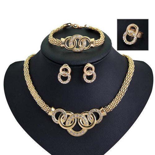 African Beads Collar Statement Necklace Earrings Bracelet Fine Rings Women CZ Diamond Vintage Party Accessories Jewelry Sets SM6