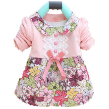 All Season Long Sleeve Doll Collar Baby Girls Dress 0-24Months Infant Floral Lace Bow Clothes Dresses SM6
