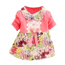 All Season Long Sleeve Doll Collar Baby Girls Dress 0-24Months Infant Floral Lace Bow Clothes Dresses SM6