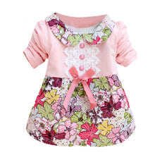 All Season Long Sleeve Doll Collar Baby Girls Dress 0-24Months Infant Floral Lace Bow Clothes Dresses SM6