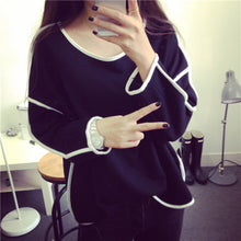 All-match Sweatshirt Geometry Design Loose   Long Sleeve Sweatshirt Women Hoody 3 Colors SM6
