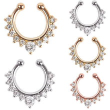 Alloy Rhinestone Nose Hoop Nose Rings Body Piercing Jewelry Fake Septum Clicker Non Piercing Hanger Clip On Jewelry  SM6