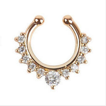 Alloy Rhinestone Nose Hoop Nose Rings Body Piercing Jewelry Fake Septum Clicker Non Piercing Hanger Clip On Jewelry  SM6
