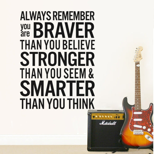 Always Remember Characters Wall Stickers Home Decor Decals Art  Modern Removable TV Background Wall Black PVC 57*75CM SM6