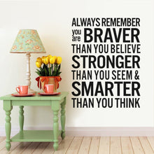 Always Remember Characters Wall Stickers Home Decor Decals Art  Modern Removable TV Background Wall Black PVC 57*75CM SM6