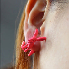 Animal Bunny Ear Stud Punk Rabbit Earrings Women's Jewelry White Red Color  SM6